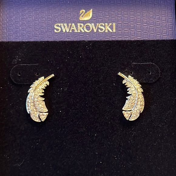 Silver Swarovski FeatherStud Earrings Brand New In Original Box
